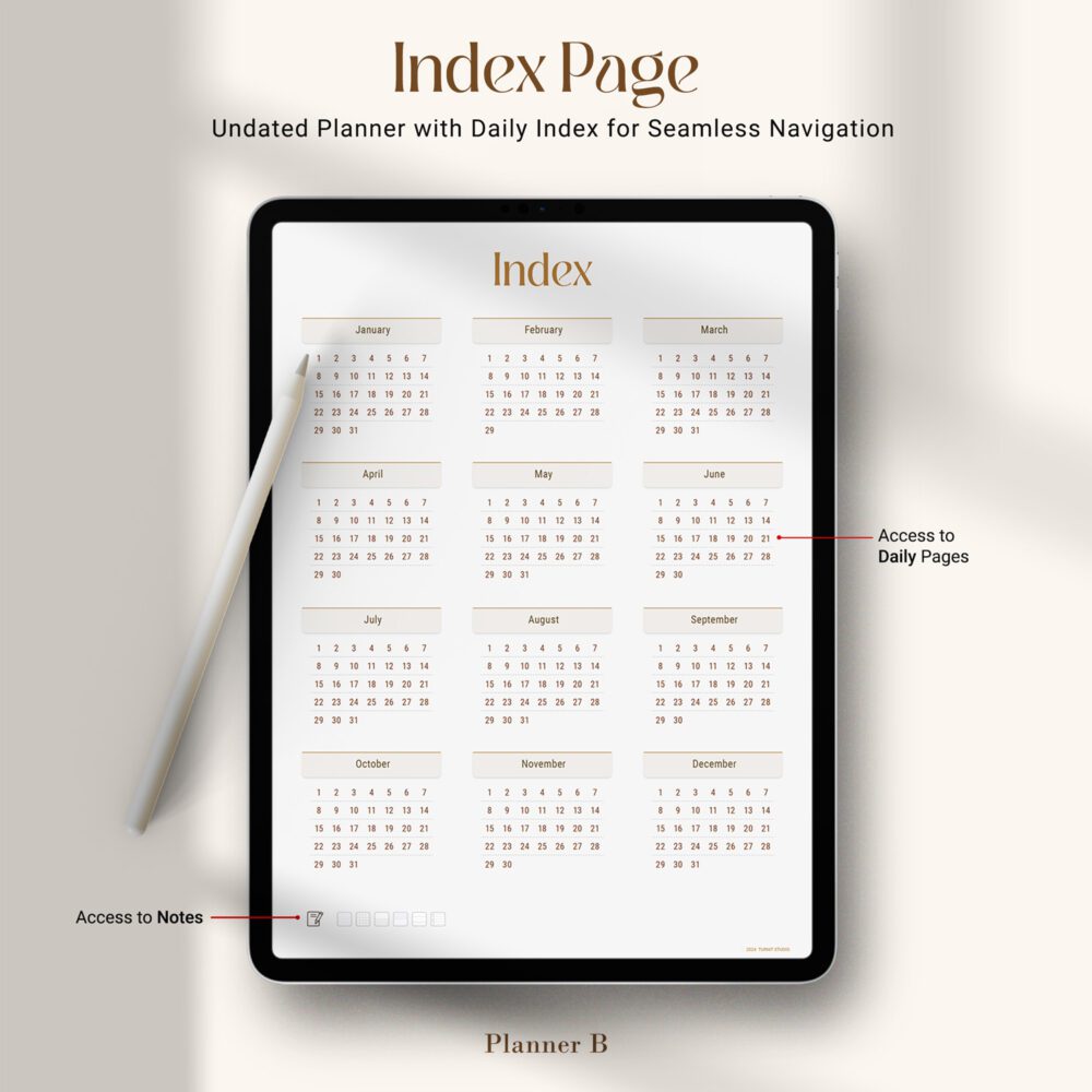 3 year journal index page