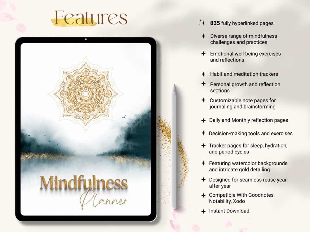 mindfulness planner features