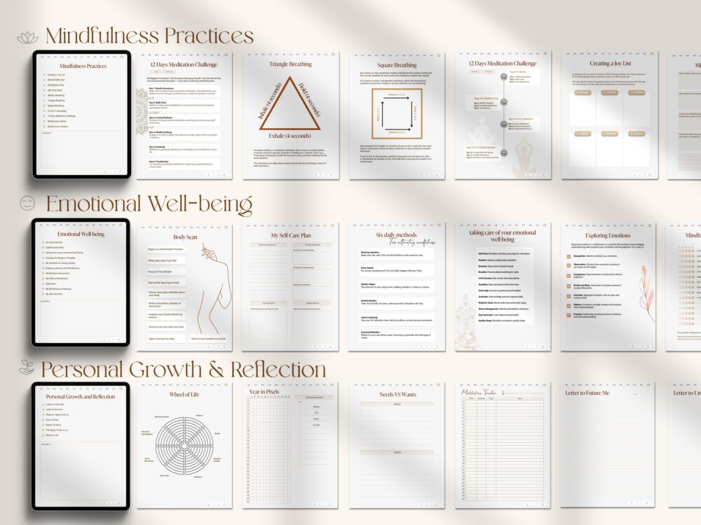 mindfulness planner section pages