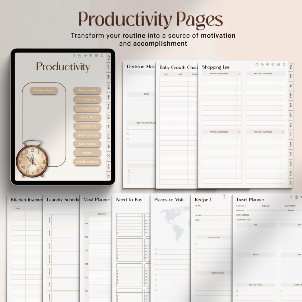 2024 digital planner productivity pages