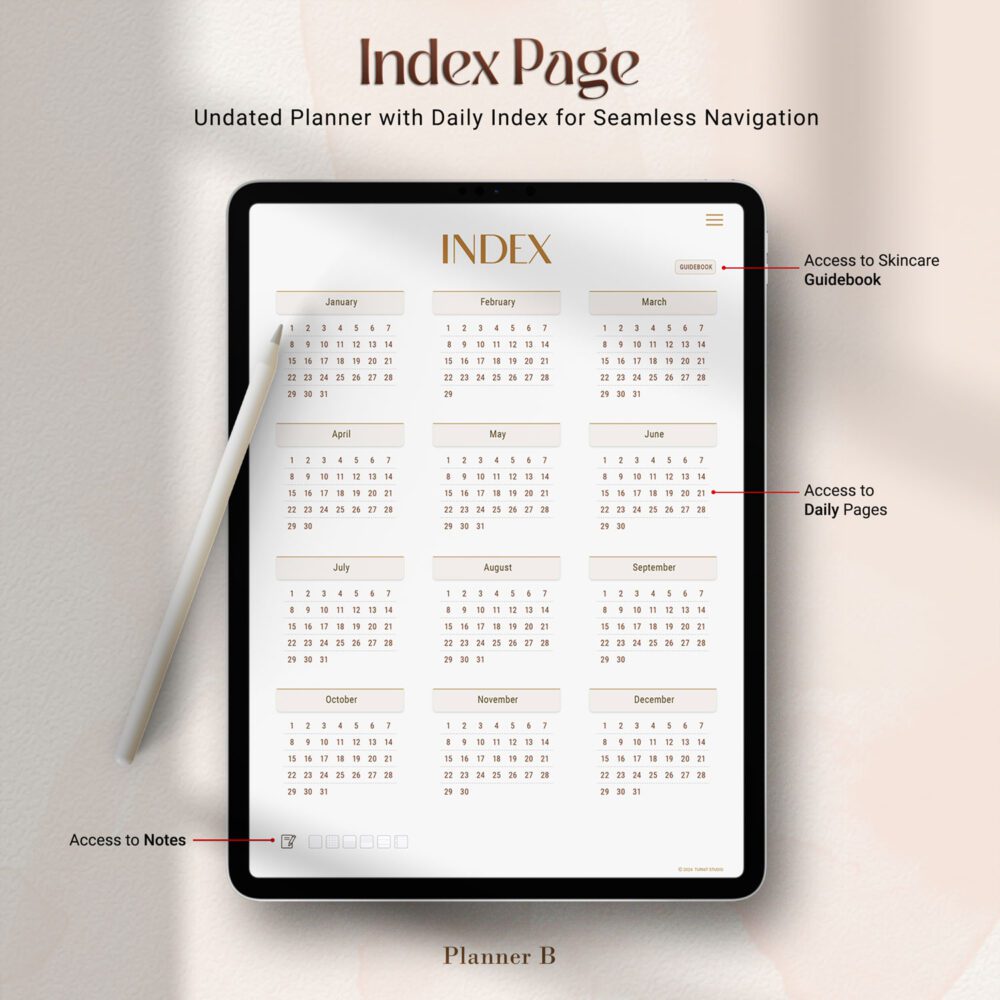 digital skincare journal index page