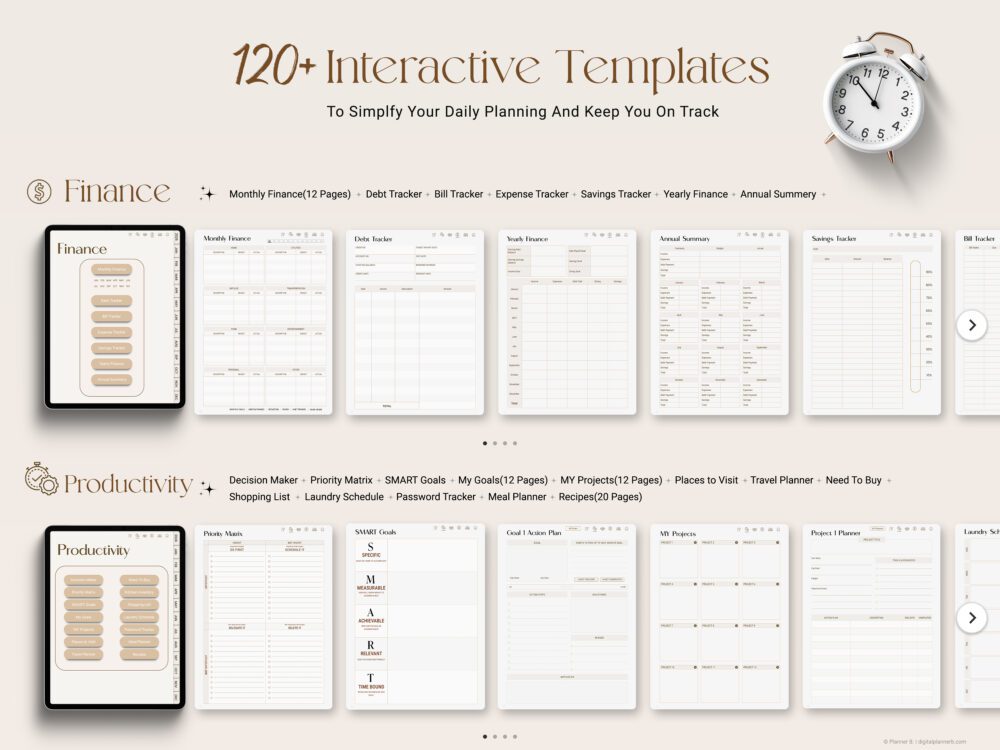 custom digital planner bundle section pages 2