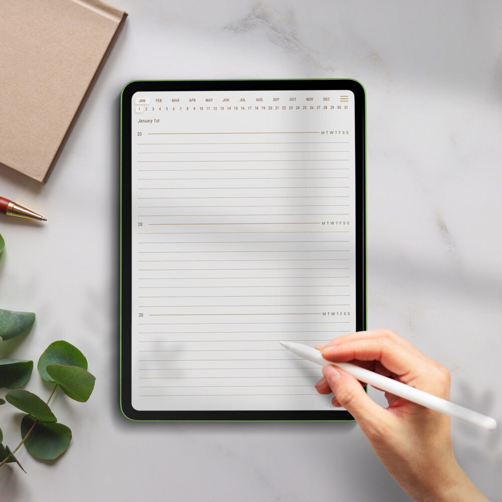 3 year daily journal tablet view