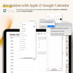 Black Girl Digital Planner on a tablet screen showing clickable links to Apple Calendar, Apple Reminders, and Google Calendar for seamless event and reminder integration