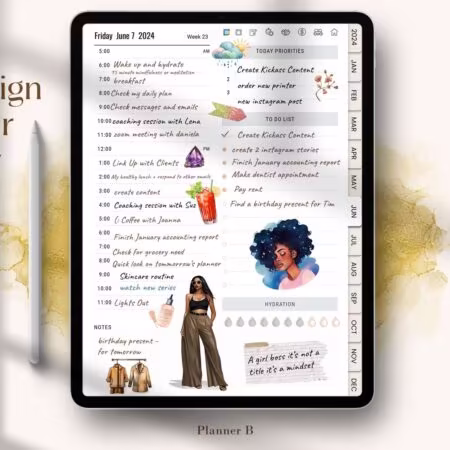 digital black girl planner-daily page view on ipad