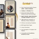 Key features of the Black Girl Digital Planner highlighted on tablet: hyperlinks, bookmarks, and cloud backup options
