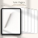 Multiple note-taking page styles included in 15-minute digital planner, ideal for GoodNotes and PDF annotation