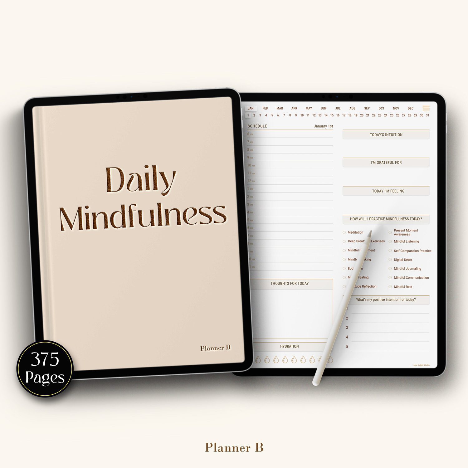 daily mindfulness journal fully hyperlinked digital planner daily page
