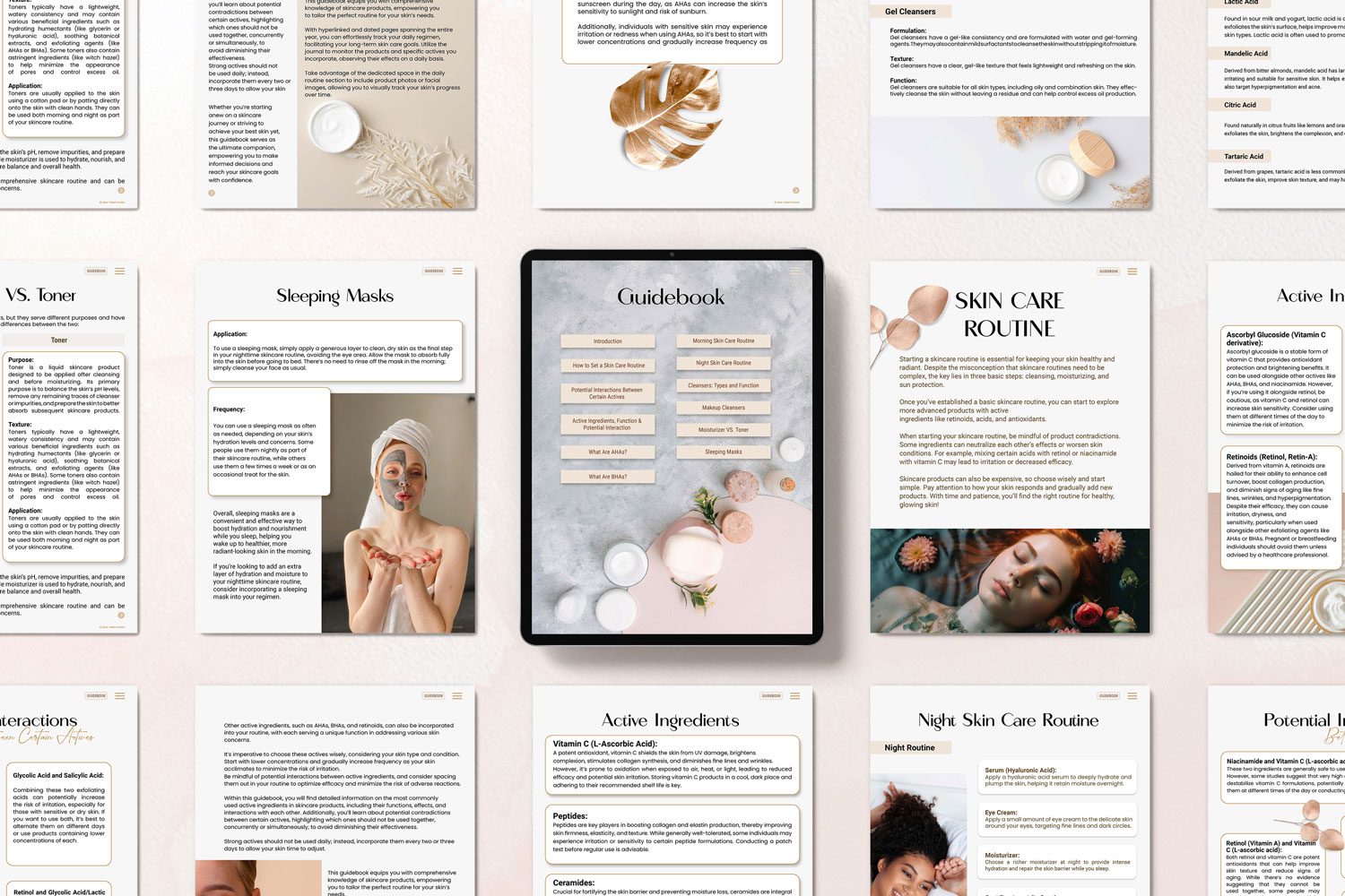 digital skincare journal guidebook pages