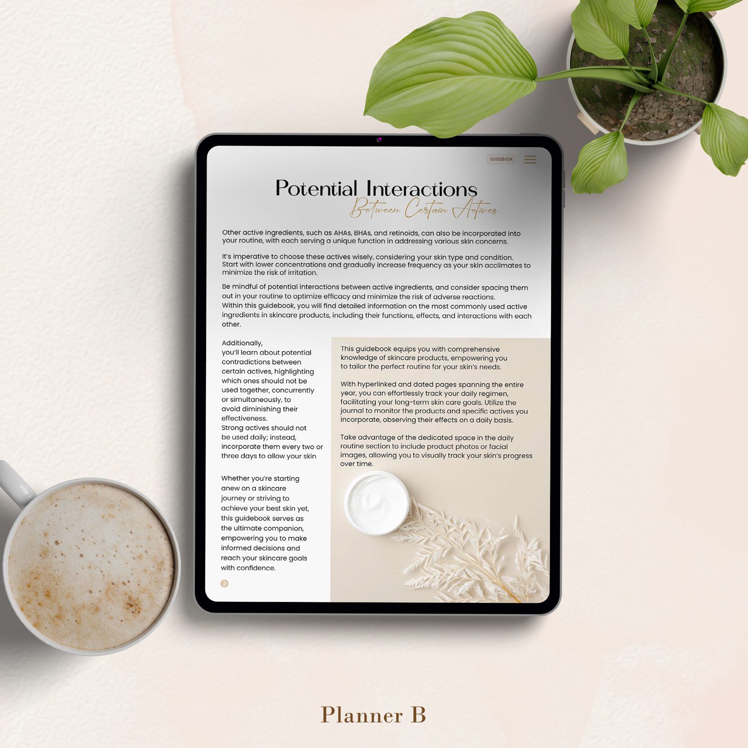 digital skincare journal on ipad