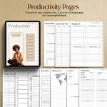 Productivity templates in the 2025 Black Girl Digital Planner including goal setting, project planning, and time management tools.