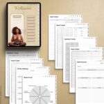 Wellness section from the 2025 Digital Black Girl Planner featuring self-care tools, mood trackers, and fitness goal sheets.