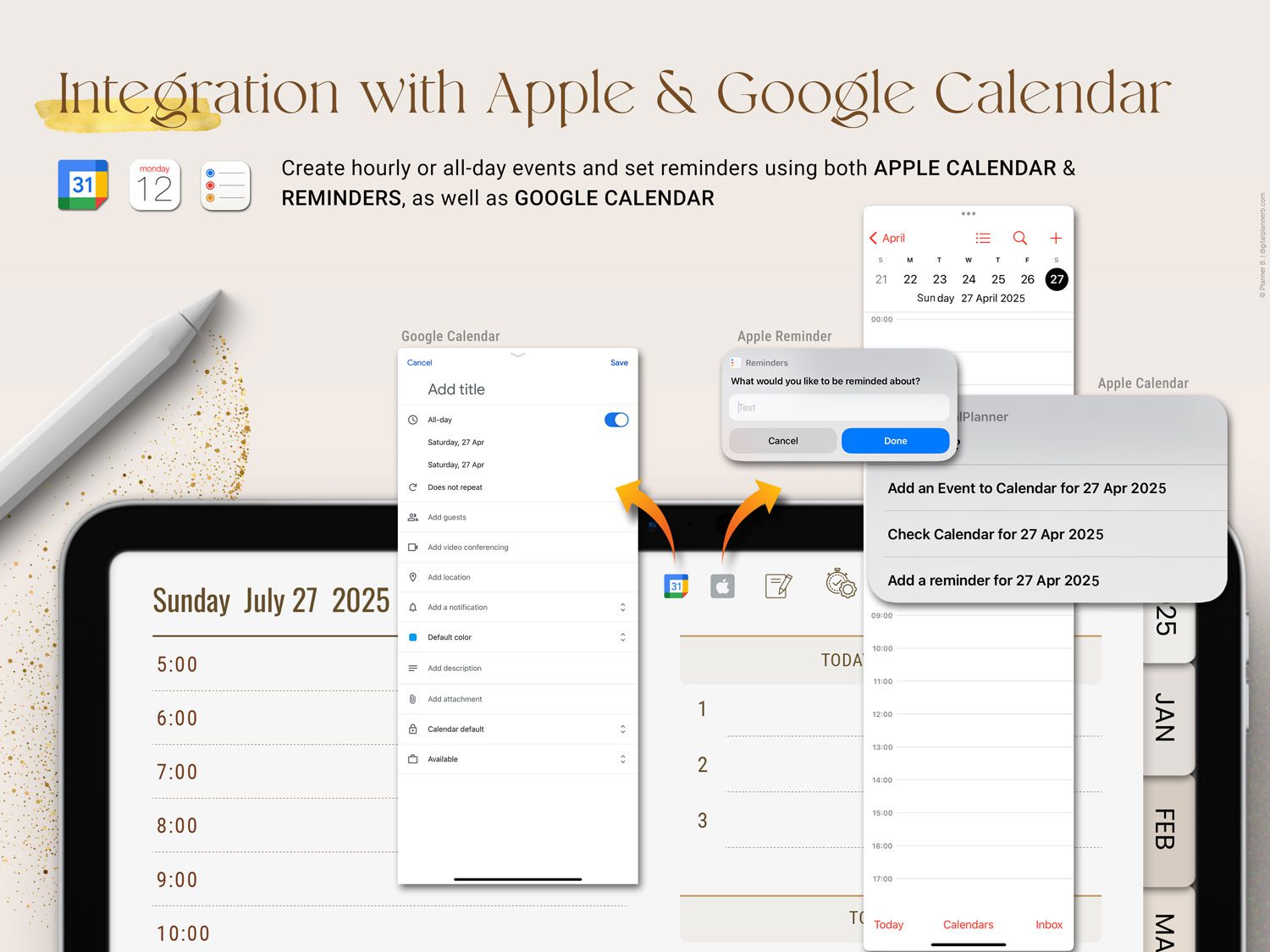 custom digital planner apple calendar integration