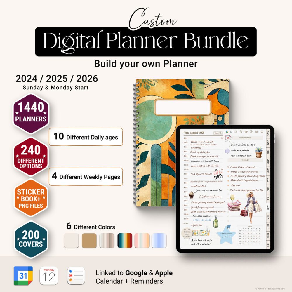 Custom digital planner bundle