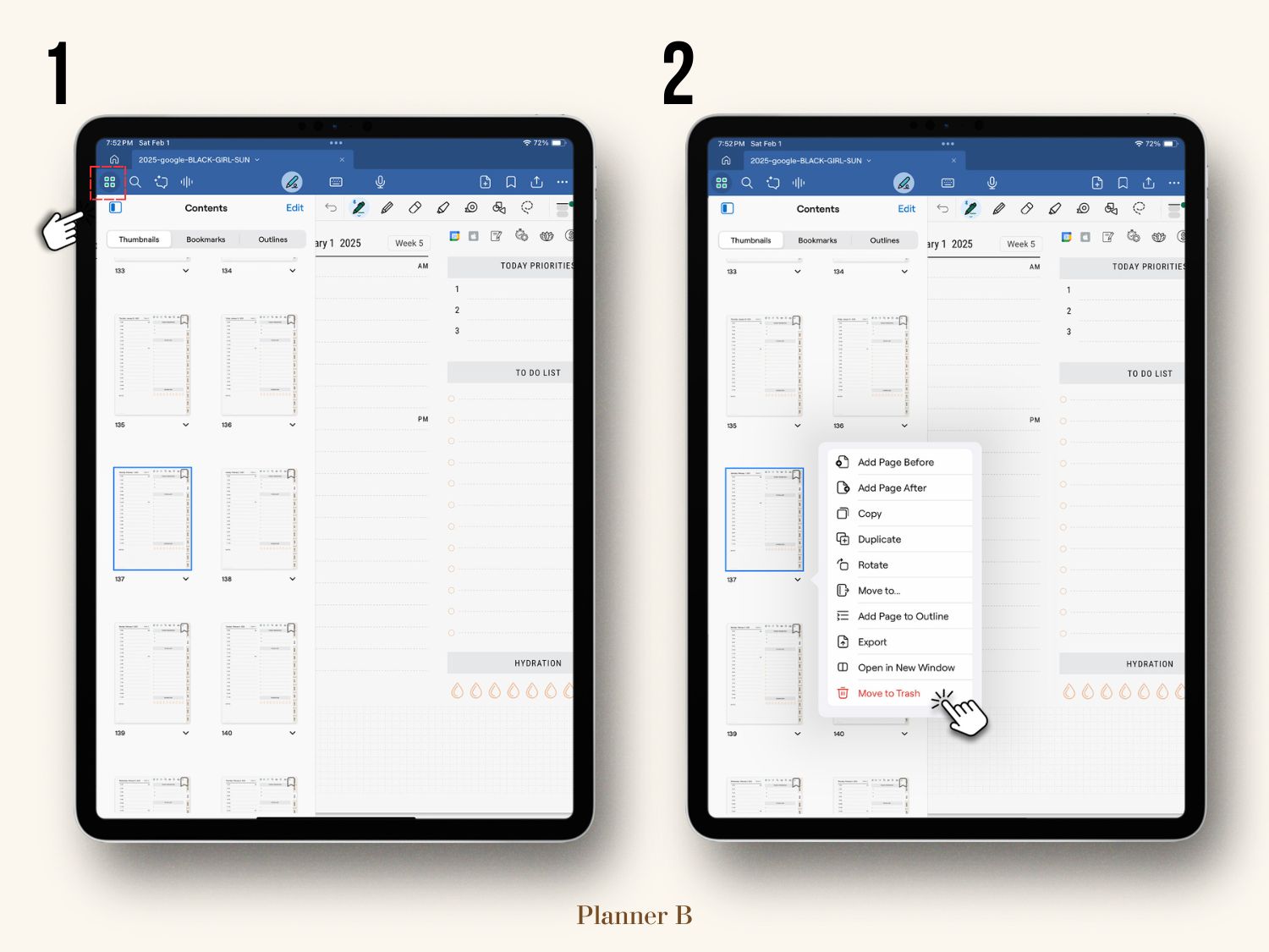 Tutorial on deleting pages in GoodNotes without losing important content, ensuring a well-organized planner.