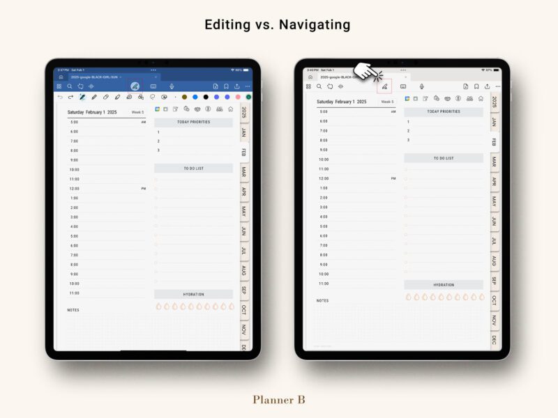 Editing vs. Navigating in goodnotes