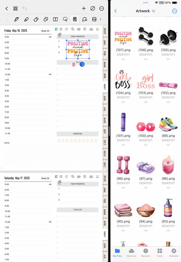 How to add stickers to your digital planner in Noteshelf