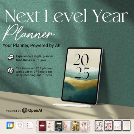 2025 Digital Planner with GPT Features – AI-Powered PDF with Life Coach and Fitness Coach Tools, Hyperlinked Layout, and iPad GoodNotes Compatibility