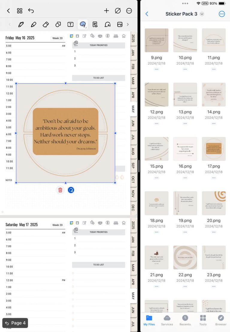 How to add quote stickers to your digital planner in Noteshelf