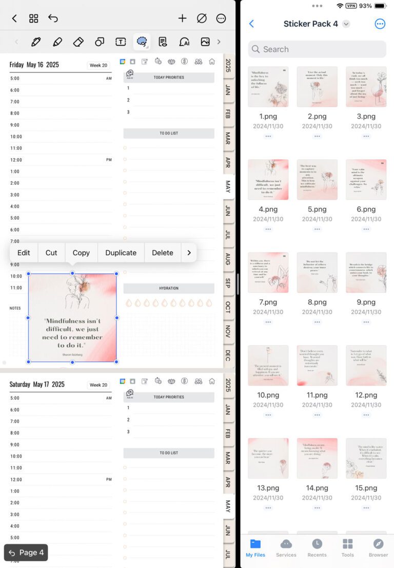 How to add quote stickers to your digital planner in Noteshelf