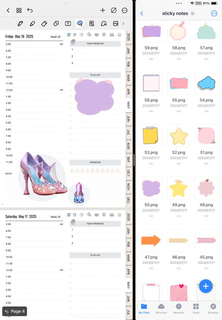 How to add stickers and sticky notes to your digital planner in Noteshelf
