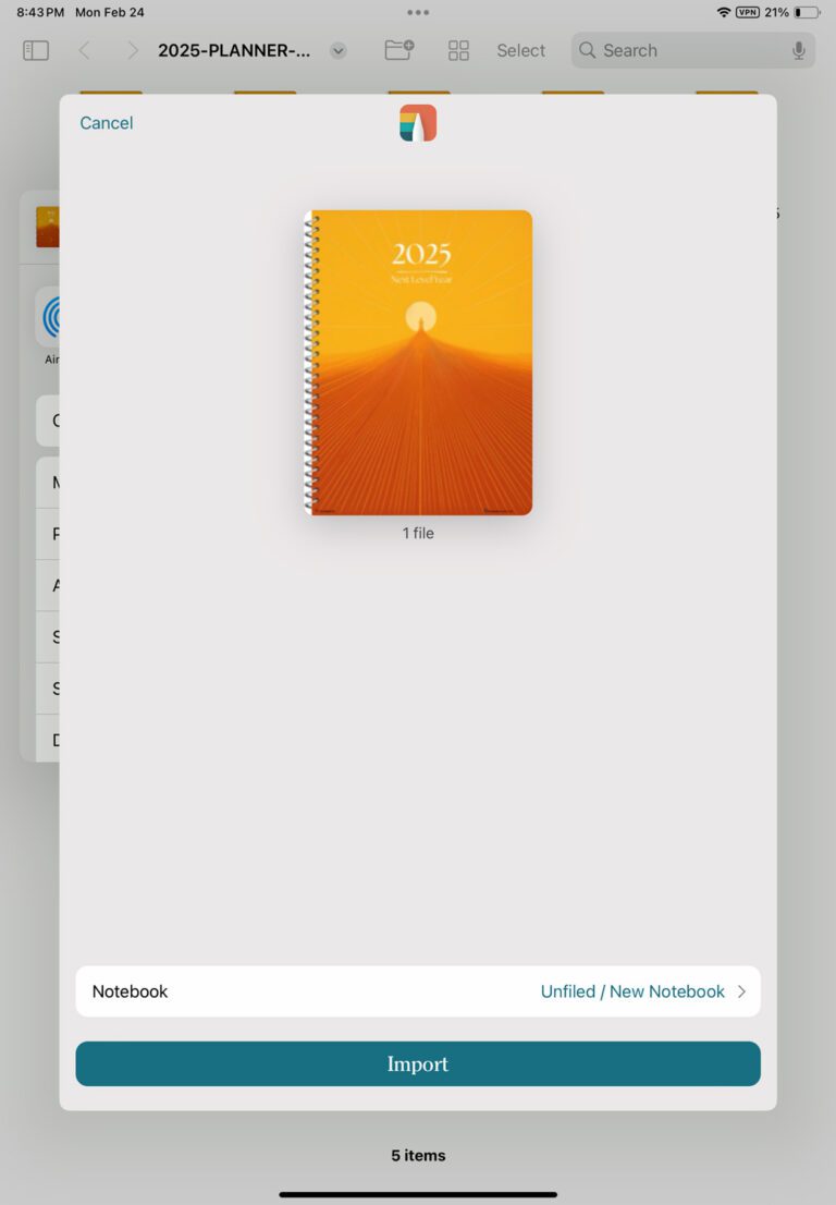 Tutorial on how to import a digital planner into Noteshelf