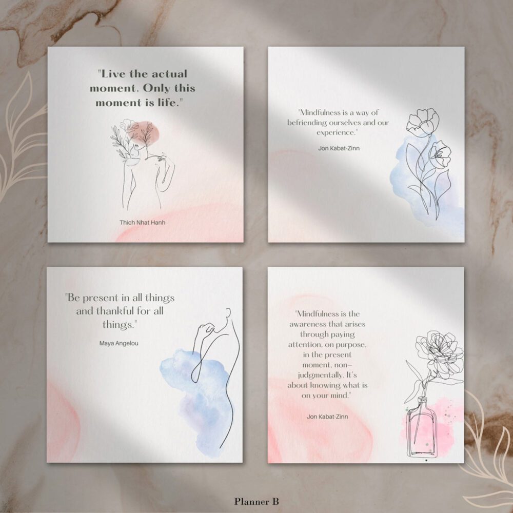 Inspirational mindfulness quotes in elegant minimalist design – digital stickers for GoodNotes and iPad planners