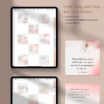 Digital quote stickers with motivational sayings and floral artwork – PNG format for digital planning