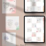 Planner B preview featuring individual mindfulness quote stickers with floral artwork and iPad GoodNotes layout