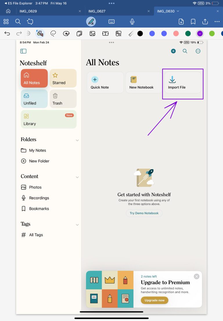 Tutorial on how to import a digital planner into Noteshelf