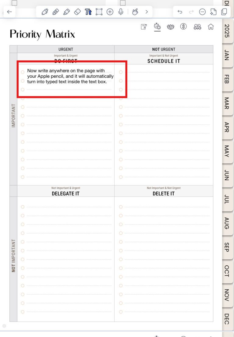 type box highlighted in Notability