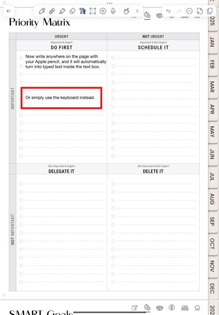type box filled using Keyboard tool in Notability