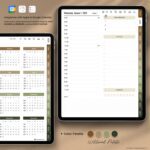 Earth tone color palette used in the 2025 AI Digital Planner, featuring Burnt Sienna, Desert Taupe, Sage Green, and Deep Forest Green for a grounded and calming visual aesthetic