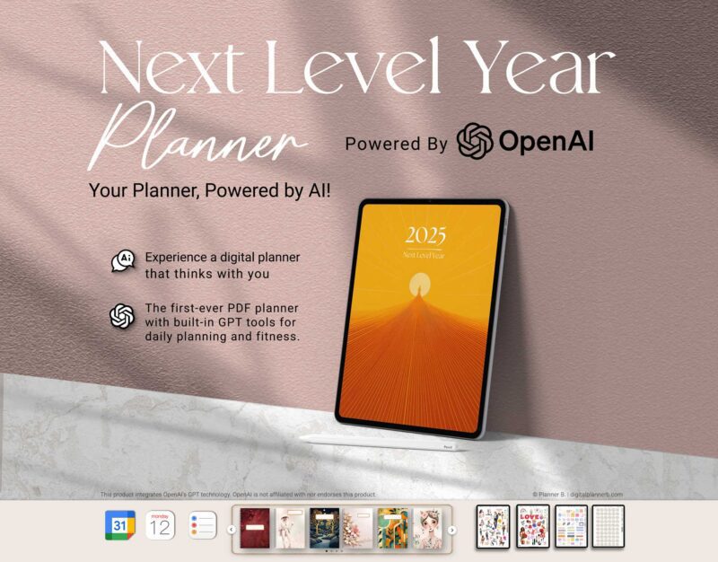 2025 AI digital planner with GPT tools in minimalist beige edition for smart daily planning, wellness, and productivity – compatible with GoodNotes and iPad - ChatGPT tools