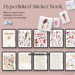 350+ digital planner stickers in GoodNotes and PNG format included with the 2025 AI planner for customization, icons, and decoration