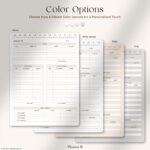 Daily Budget Planner color variations - White, White Smoke, Beige, Gray