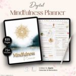 Digital mindfulness planner 835-page including habit trackers, reflection pages, 75+ trackers and Apple Calendar integration