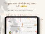 Navigation preview of digital mindfulness planner with Apple Calendar and Reminders link, monthly tabs, and index