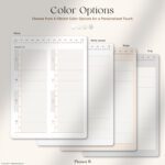 Timebox Pro Digital Planner color variations — White, White Smoke, Beige, Gray — for iPad and GoodNotes