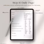 10th Step Inventory Journal daily page on iPad with nightly review prompts, action list, will-checklist, and sobriety tracker.