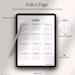 10th Step Inventory Digital Journal index page with clickable monthly calendar, daily links, and notes section on iPad.
