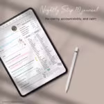 Nightly Step 10 Inventory Journal shown on iPad, featuring AA reflection checklist for clarity, accountability, and calm.