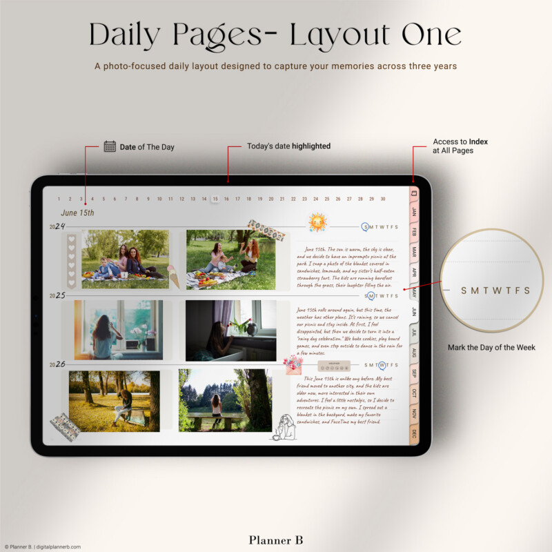 3-year photo journal horizontal daily one