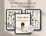 Black Girl Everyday Vibes digital sticker book with 1180 pre-cropped Goodnotes stickers and PNG planner stickers for iPad planners and digital journals