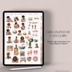 Organized self-care digital stickers for Goodnotes, iPad planners, digital journals, wellness planning, self-care tracking, and easy category navigation